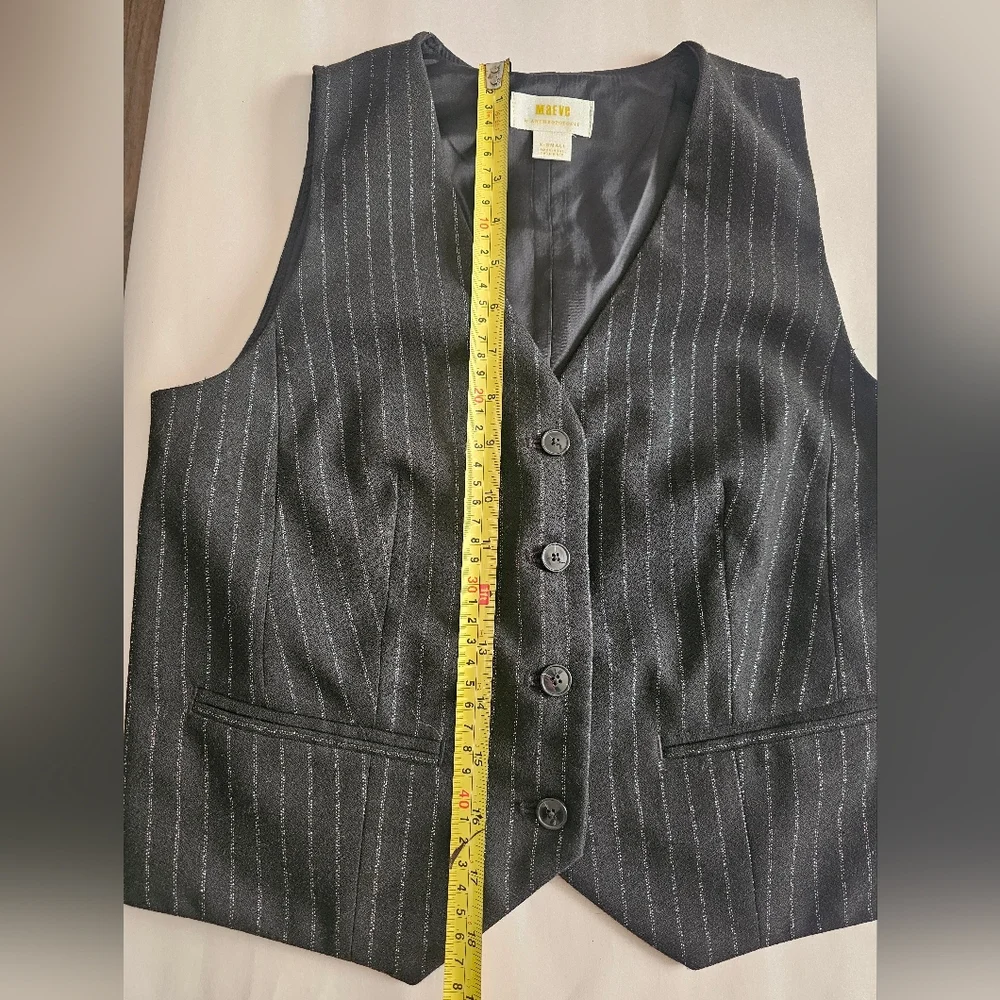 Mave Metallic Striped Vest Blk Slvr XS Excellent Condition Anthropologie - Picture 10 of 11
